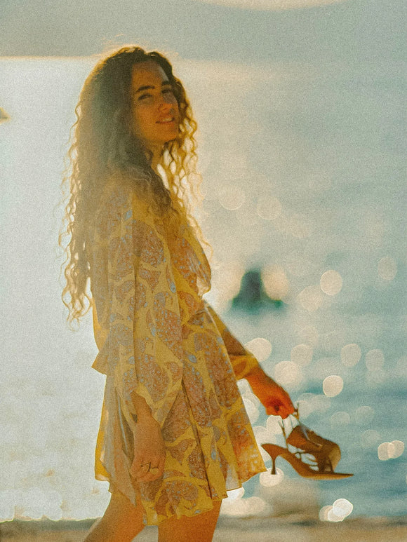 BOTEH CALICO FLARED ROBE DRESS