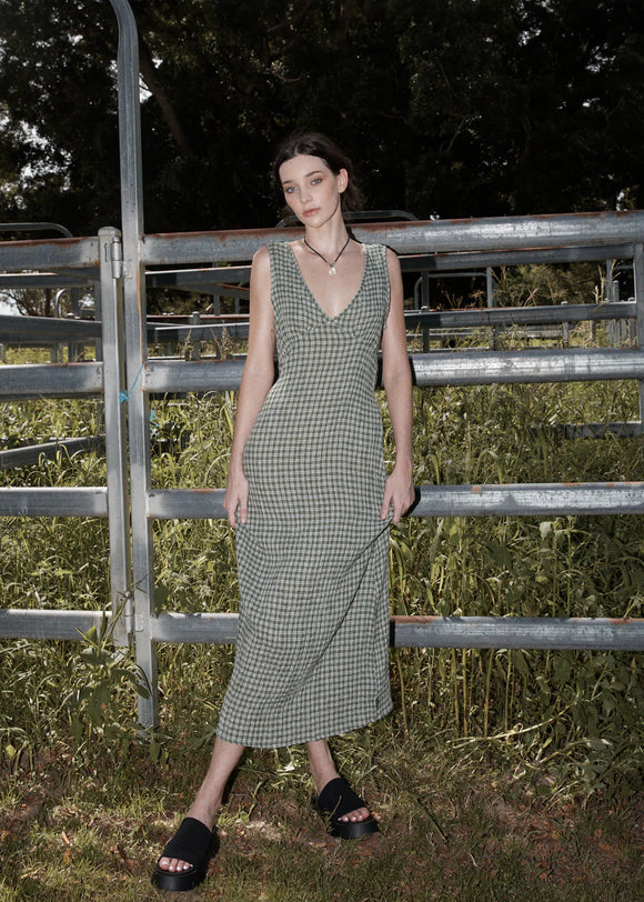 AFENDS BASE SEERSUCKER MAXI DRESS