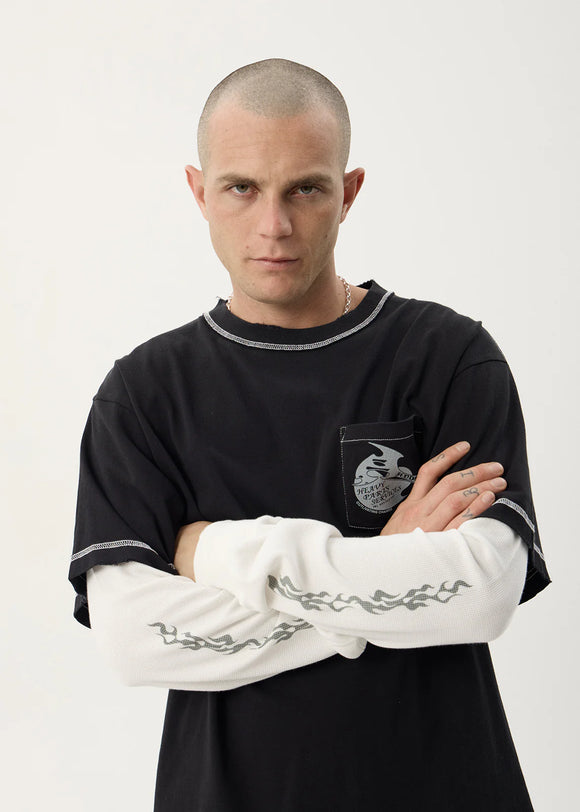 AFENDS HEAVY PARTS LAYERED WAFFLE L/S TEE