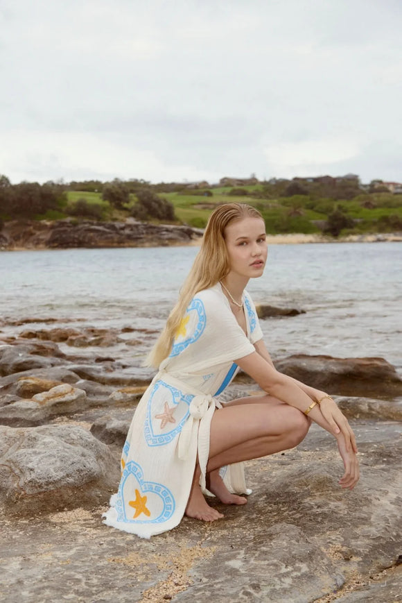 CIE CIE BLUE HEART MIDI S/S ROBE - Corner Surf Shop